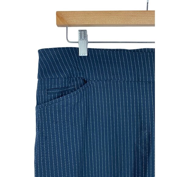 Chicos Womens Pinstripe Pants Size 2R Navy Rayon Blend Professional Wear - Picture 3 of 6